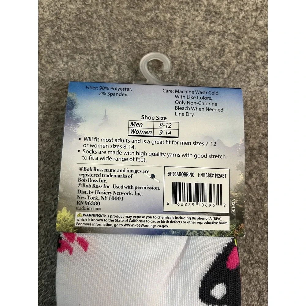 Bob Ross Socks One Size Fits Most New with Tags Happy Little Socks Hippie Artsy